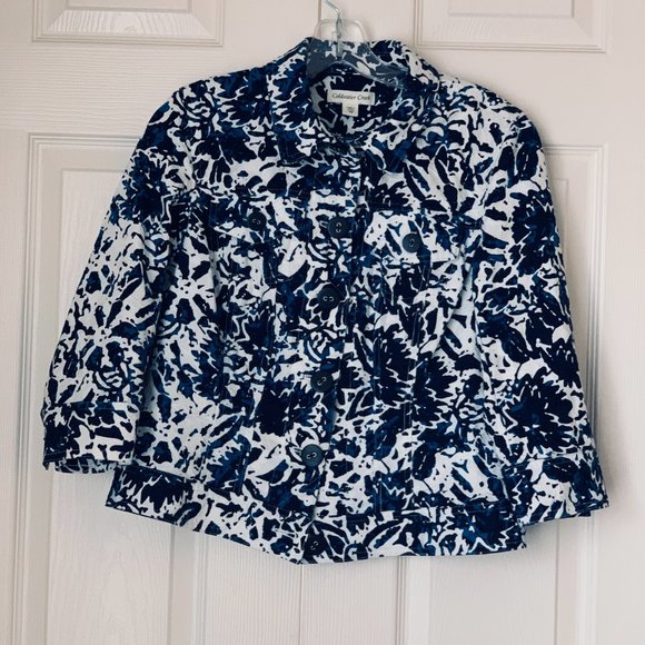 COLDWATER CREEK 2 SHADES BLUE WHITE JEAN STYLE JACKET - Picture 7 of 11